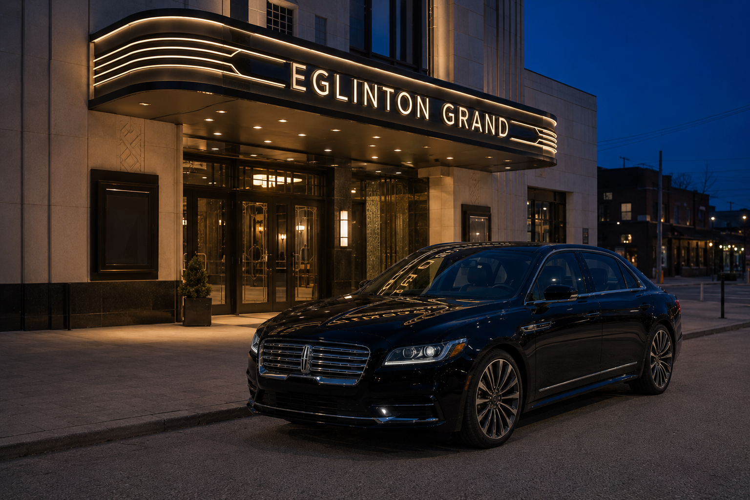 The Eglinton Grand &middot; Lincoln Continental at the Art Deco marquee