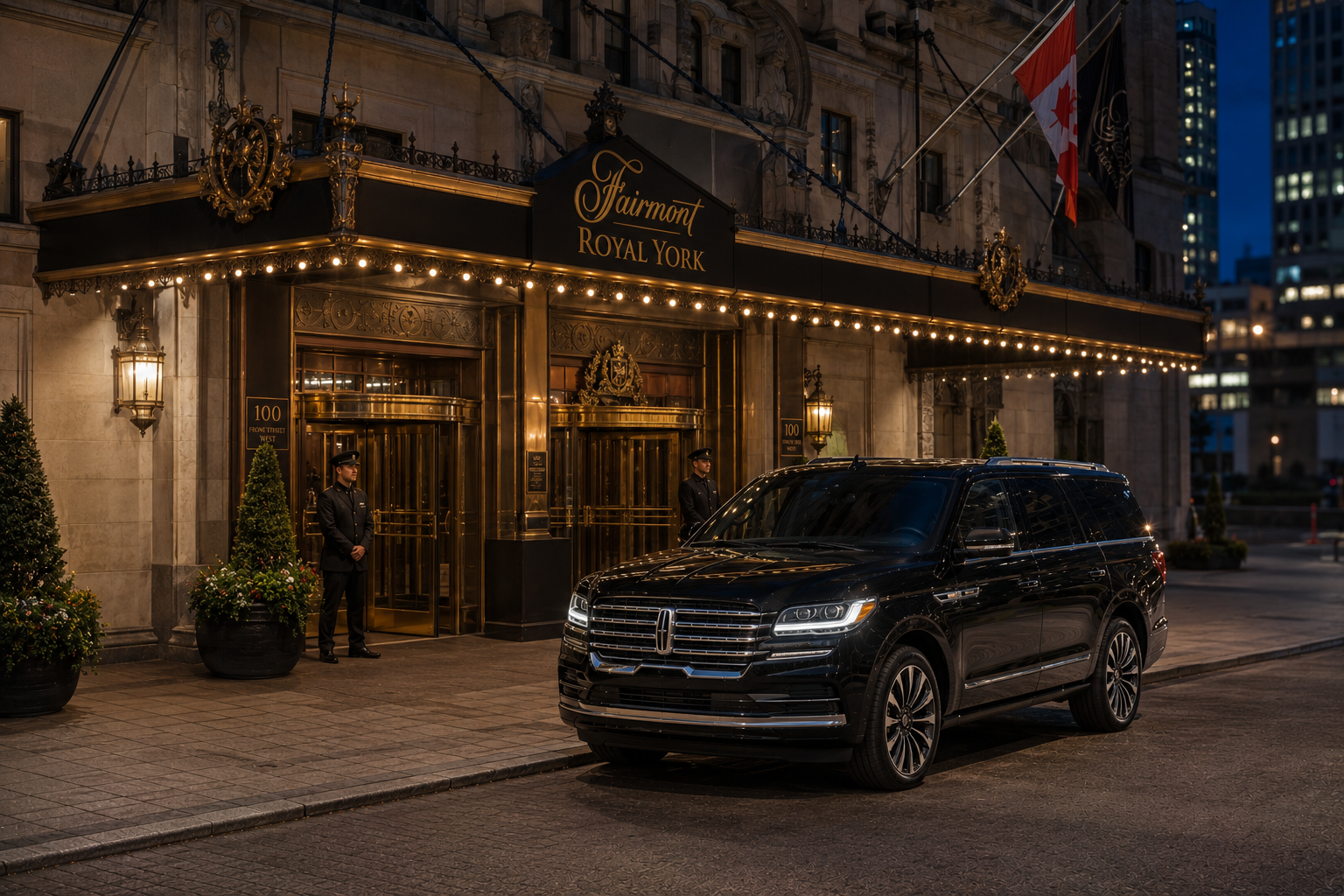 Fairmont Royal York &middot; Lincoln Navigator at the Front Street entrance