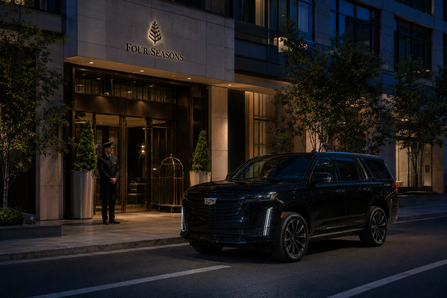 Four Seasons Toronto &middot; Cadillac Escalade at the Yorkville Avenue entrance