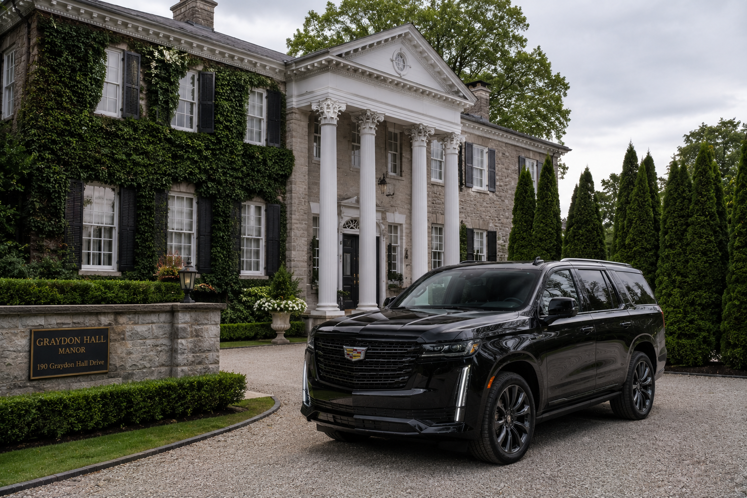 Graydon Hall Manor &middot; Cadillac Escalade on the gravel driveway