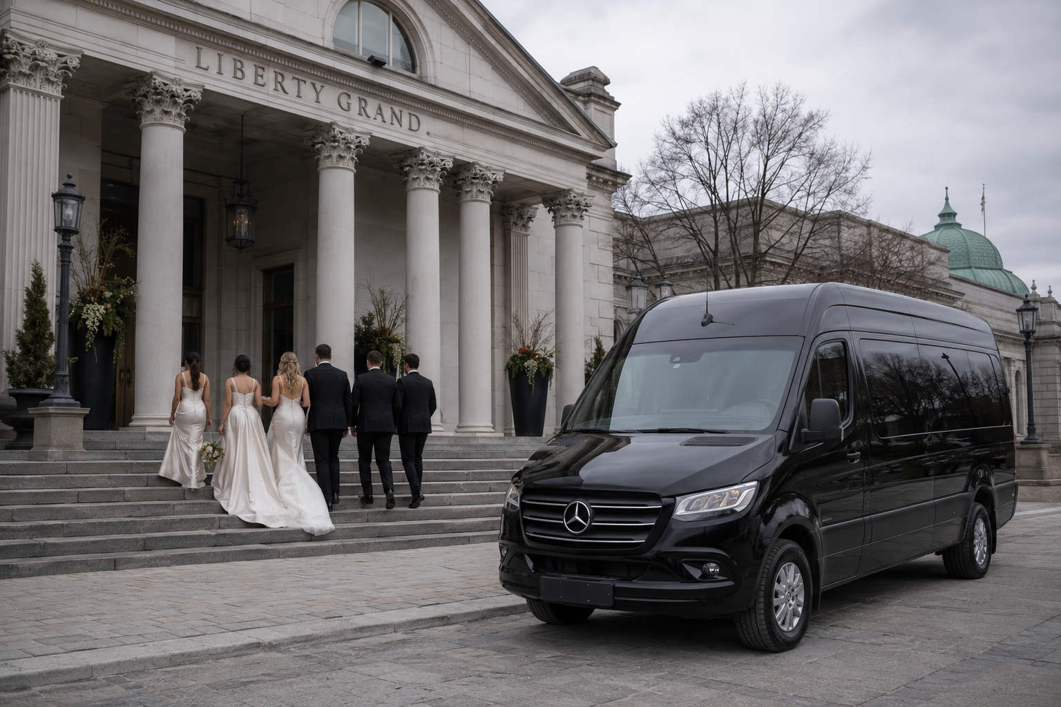 Liberty Grand &middot; Sprinter for the bridal party arrival