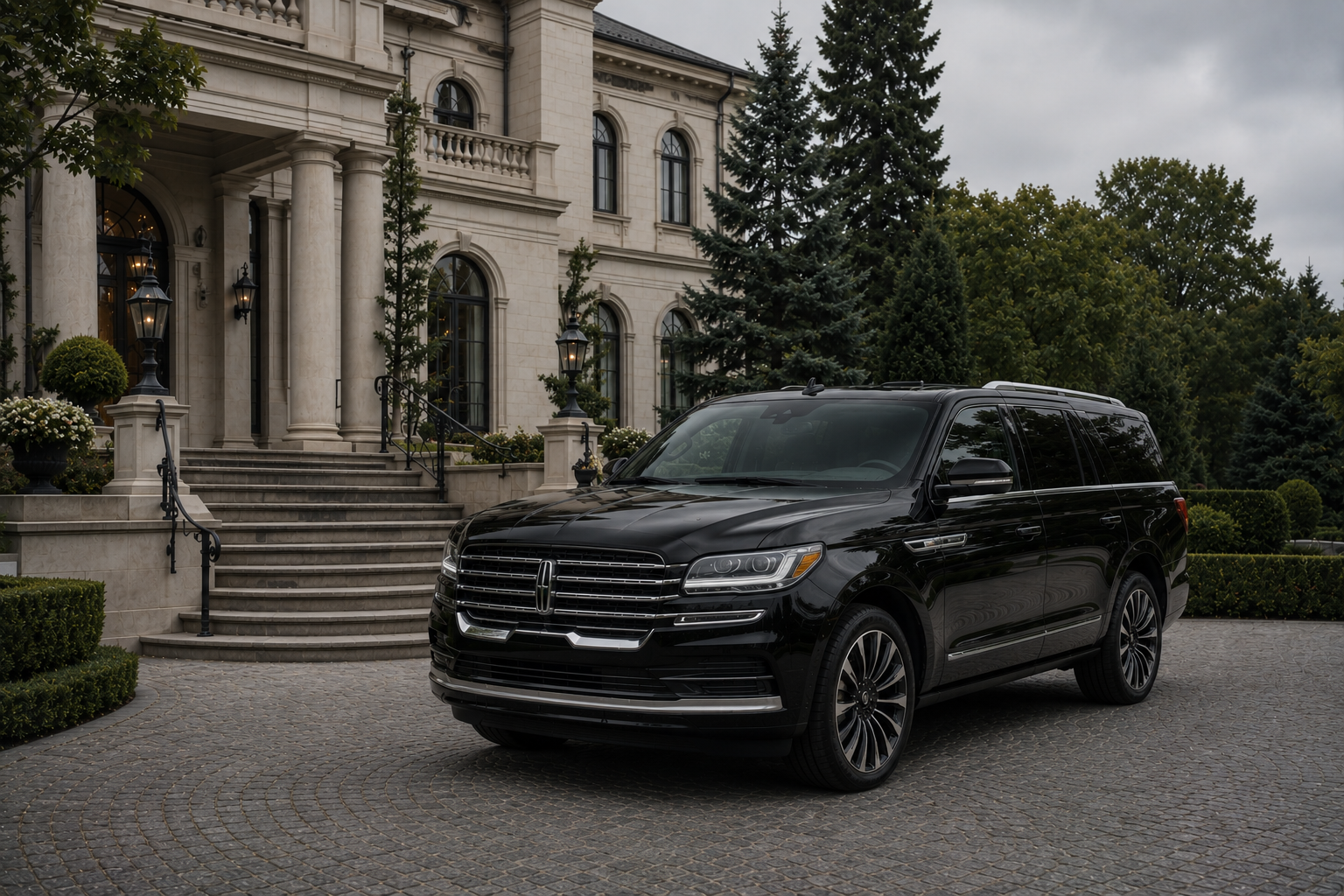 The Manor by Peter and Paul's &middot; Lincoln Navigator at the stone steps